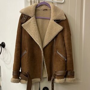 All Saints Genuine Shearling Aviator Jacket